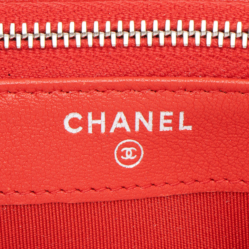 Chanel Calfskin CC Box Double Zip Clutch with Chain