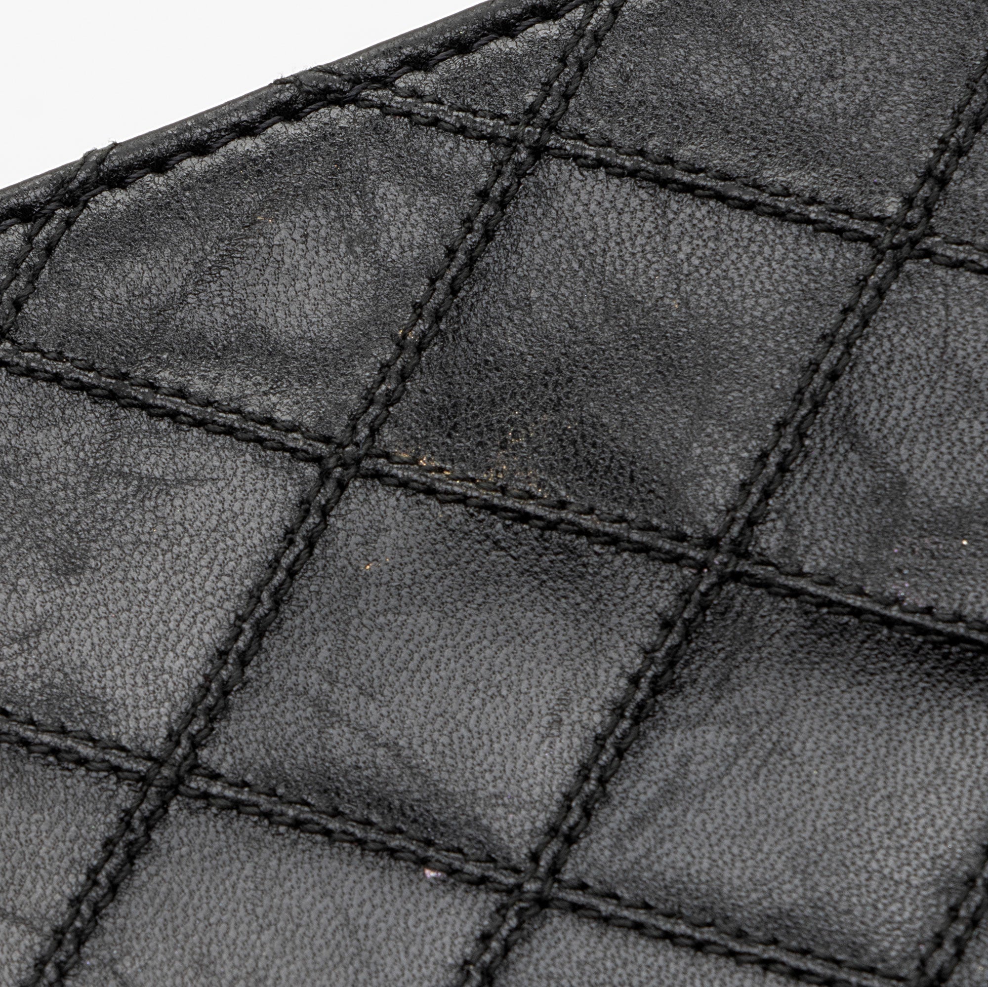 Chanel Calfskin Diamond Wild Stitch French Purse Wallet (SHF-snVzTa)