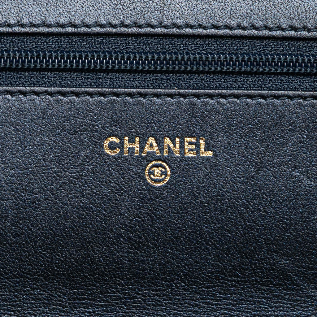 Chanel Calfskin Double Stitch Boy Wallet On Chain