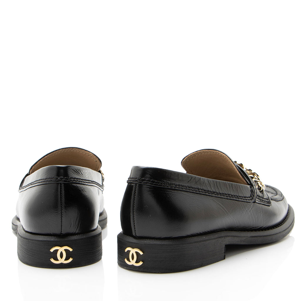 Chanel Calfskin Enamel Charms Loafers - Size 7 / 37