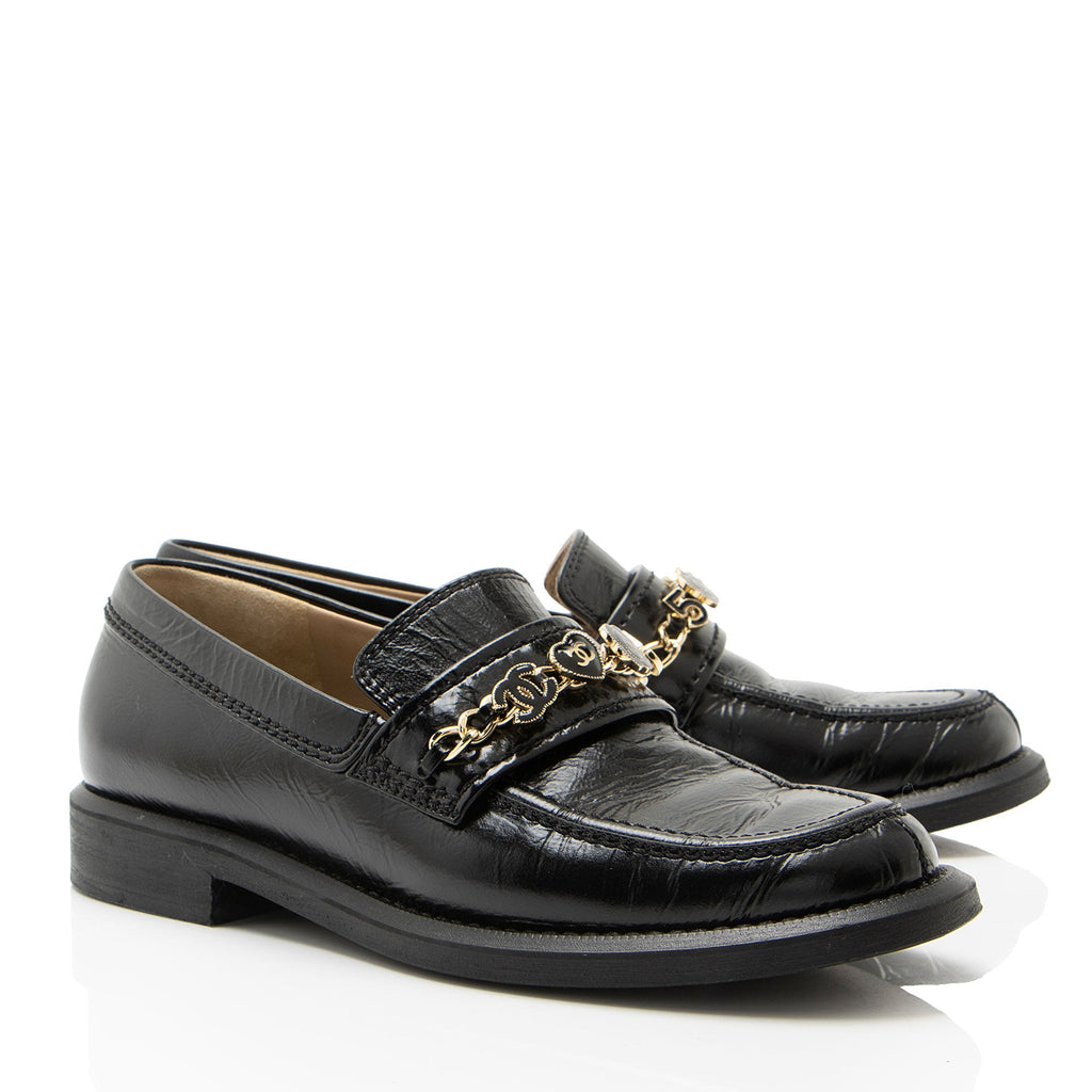 Chanel Calfskin Enamel Charms Loafers - Size 7 / 37