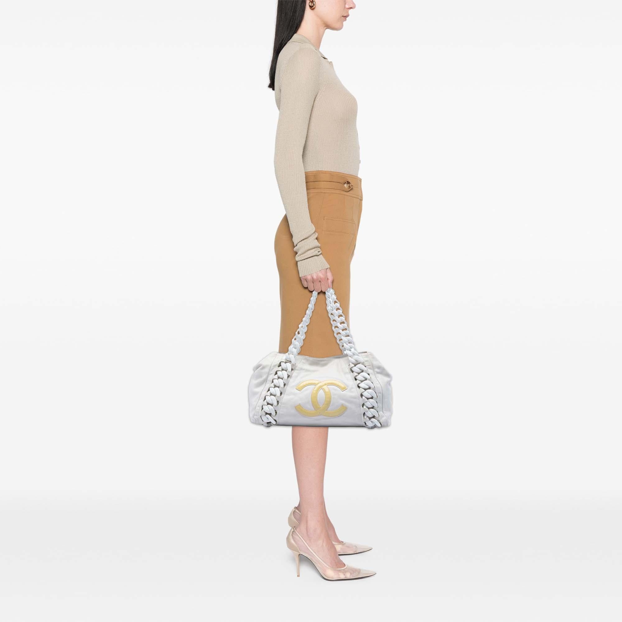 Chanel Calfskin Modern Chain Rhodoid East West Tote