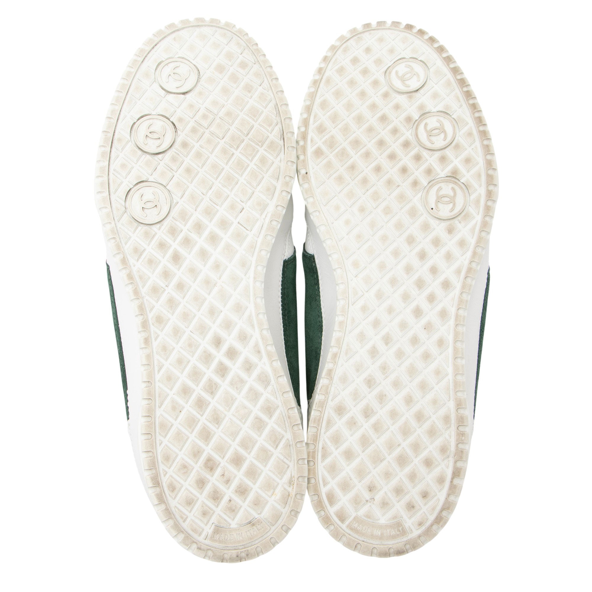 Chanel Calfskin Suede Logo Sneakers - Size 9.5 / 39.5