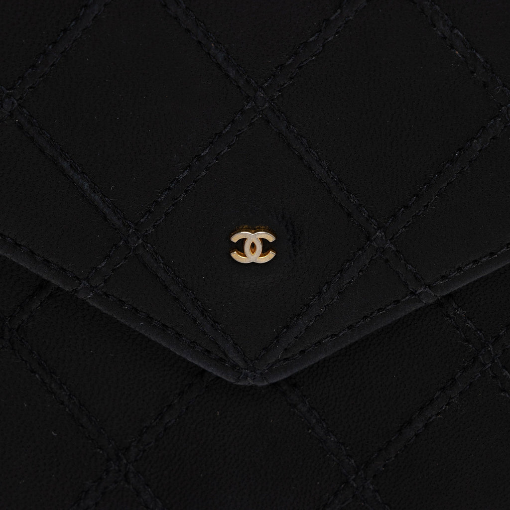 Chanel Calfskin Diamond Wild Stitch Envelope Wallet (SHF-pNxSvK)