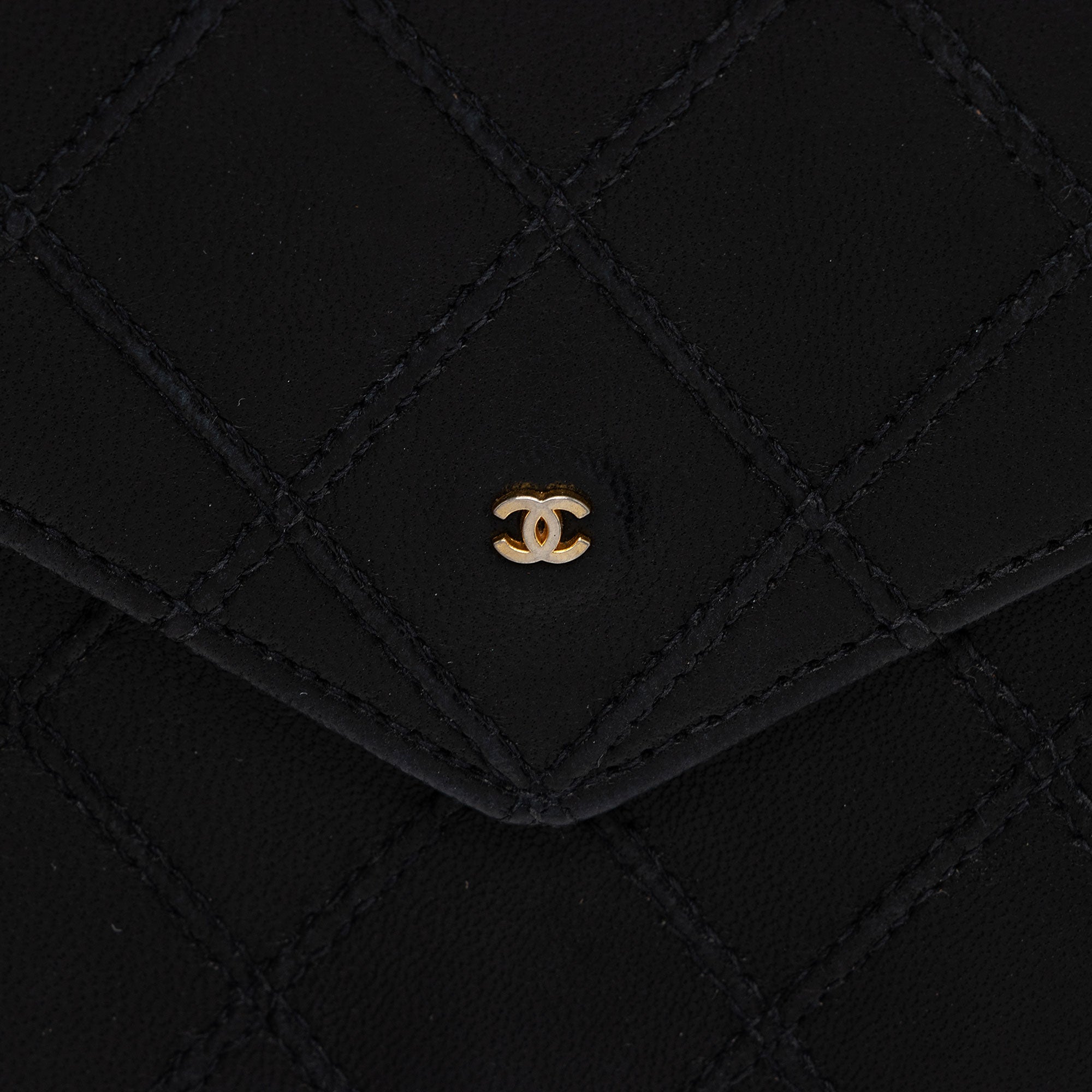 Chanel Calfskin Diamond Wild Stitch Envelope Wallet (SHF-pNxSvK)