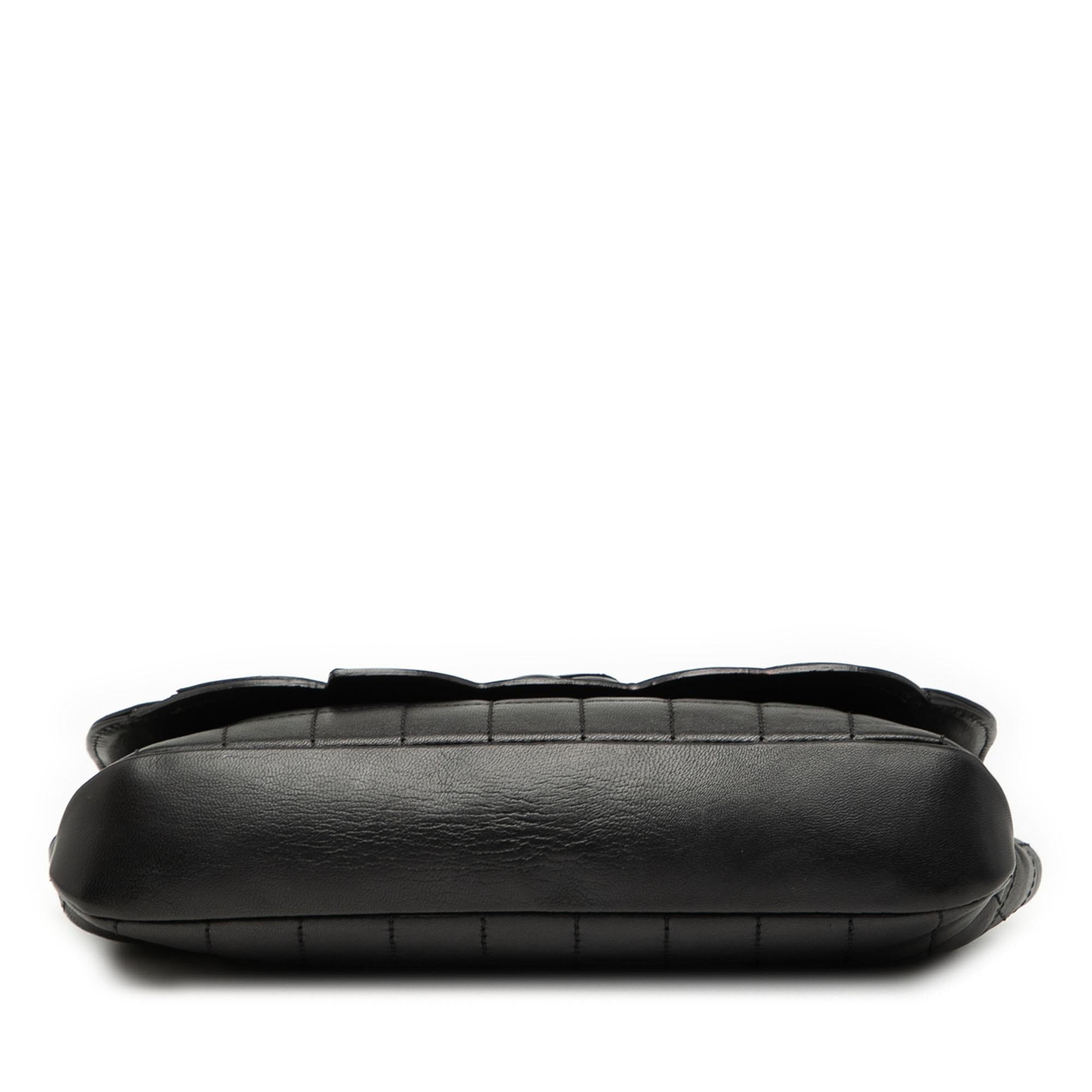 Chanel Camellia CC Choco Bar No 5 Lambskin Shoulder Bag