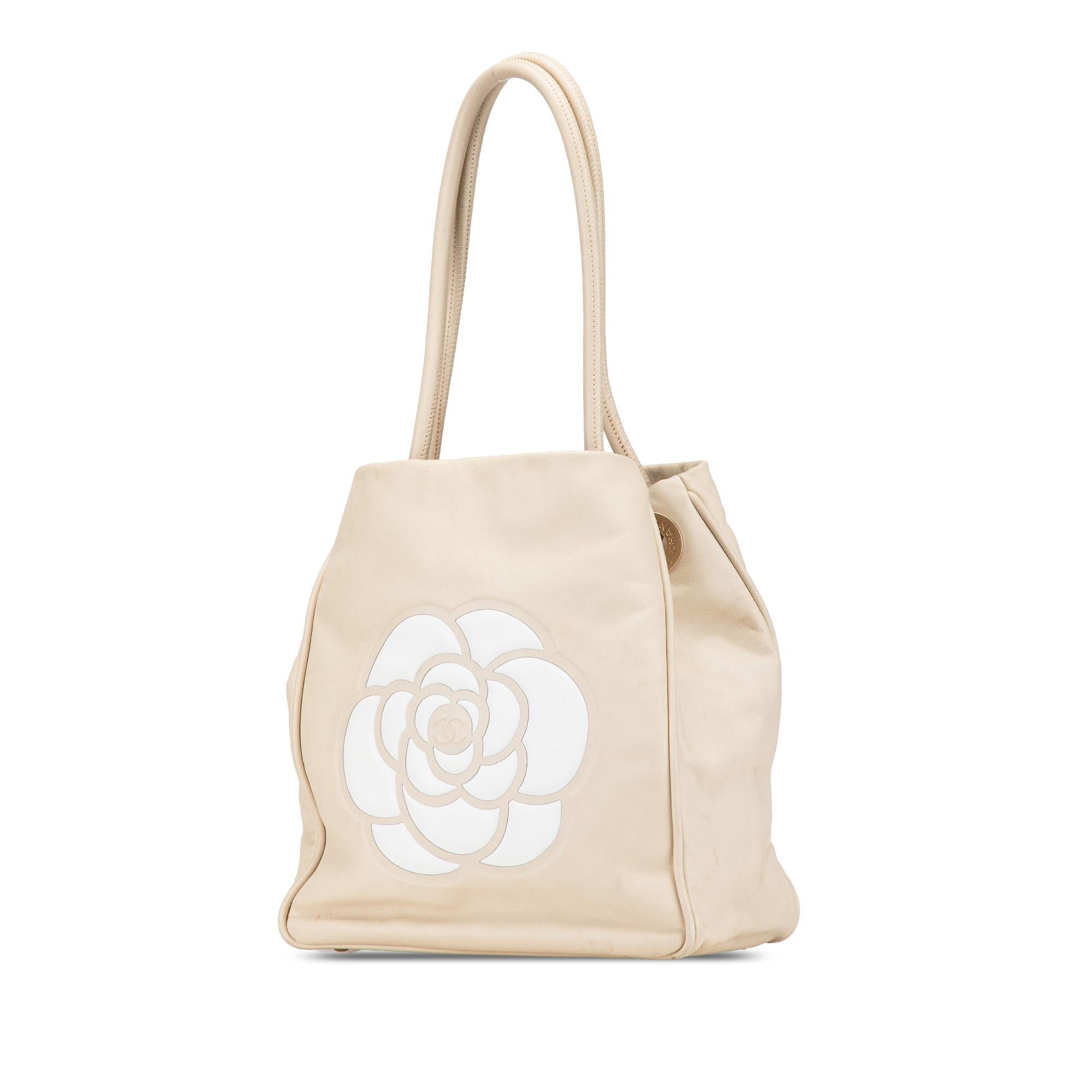 Chanel Camellia Lambskin Logo Tote