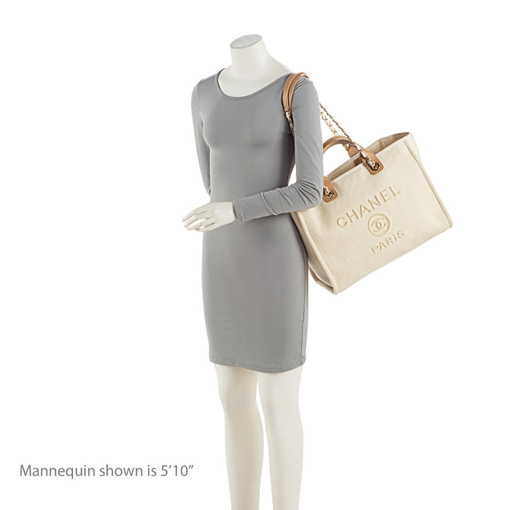 Chanel Canvas Pearl Deauville Medium Tote (SHF-Hmgrlc)