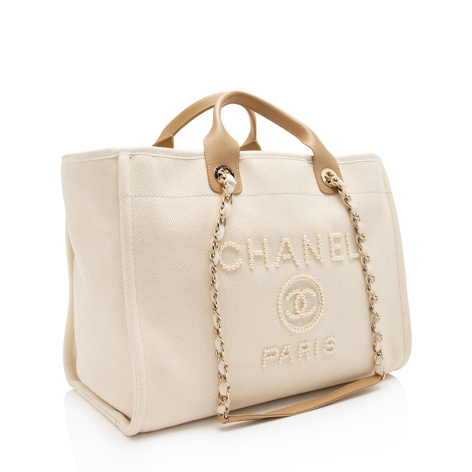Chanel Canvas Pearl Deauville Medium Tote (SHF-Hmgrlc)