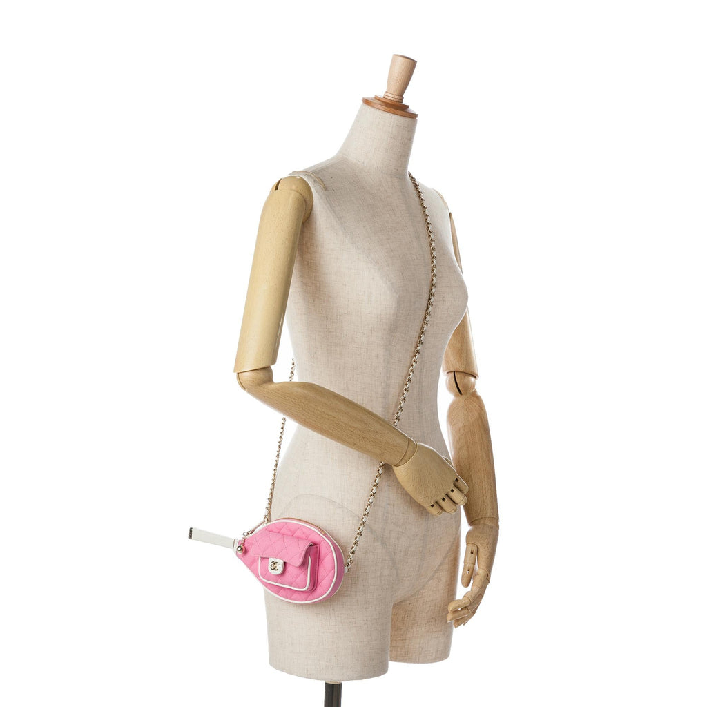 Chanel Canvas Tennis Racket Mirror and Crossbody Set (SHG-UFGDNQ)