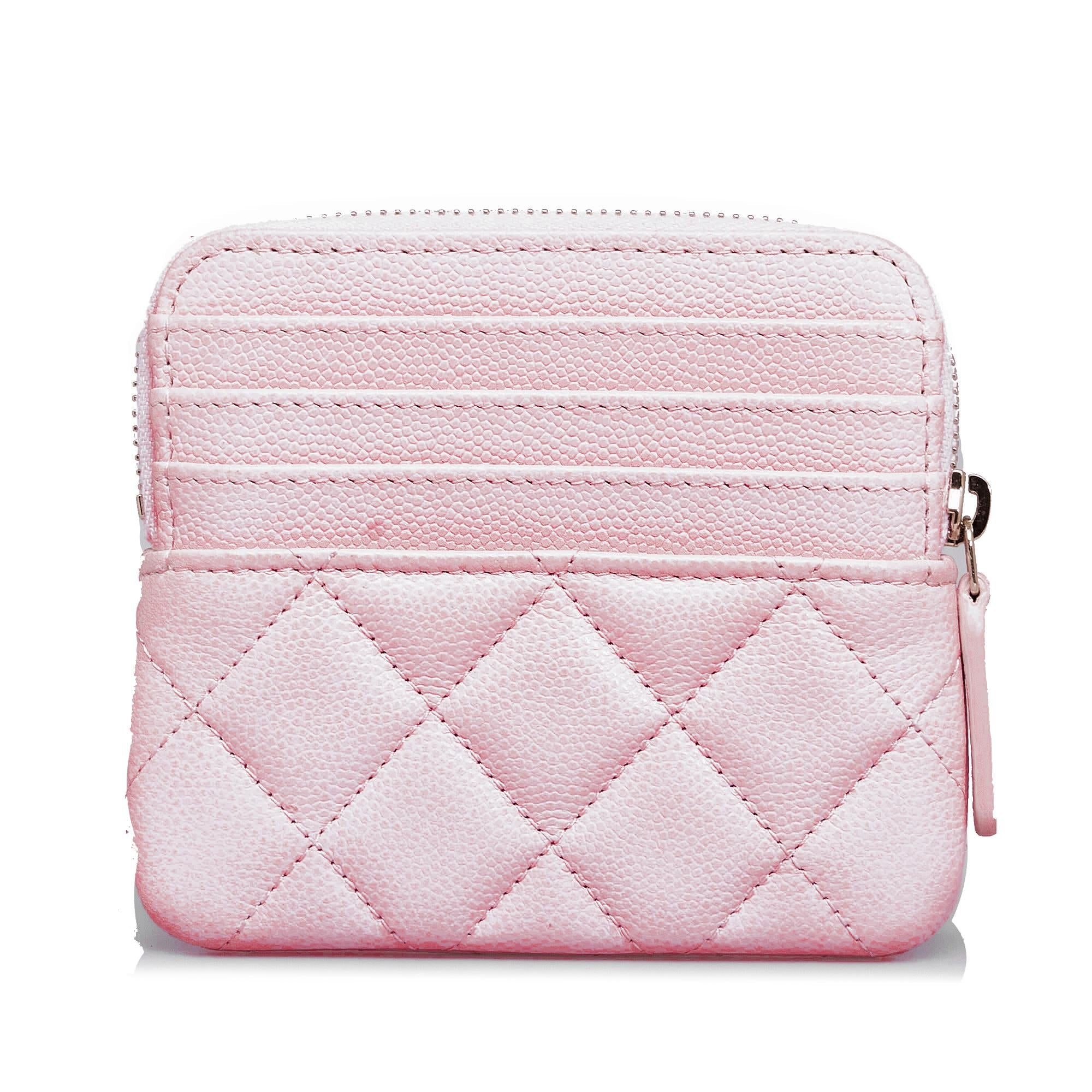 Chanel Caviar CC Crystal Woven Square Zip Around Card Holder (SHG-07vPg1)