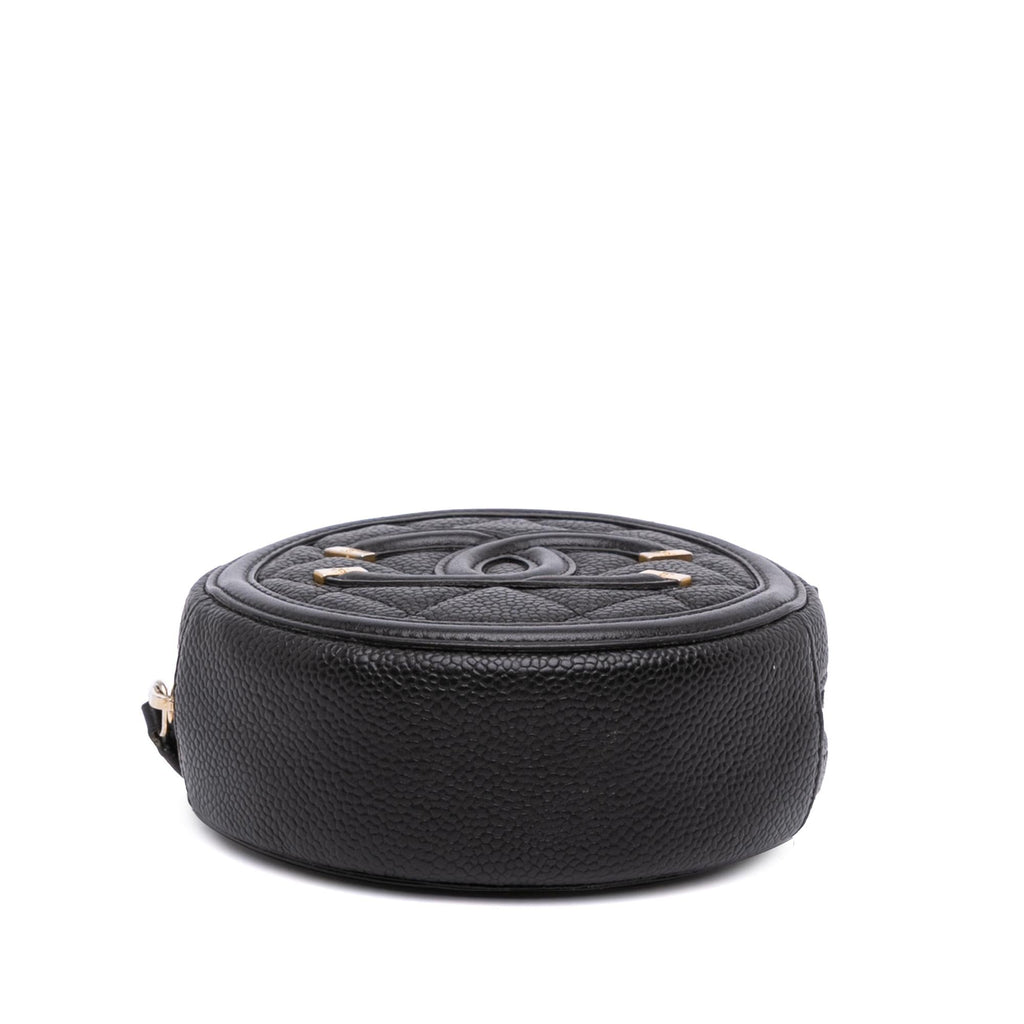 Chanel Caviar CC Filigree Round Clutch with Chain