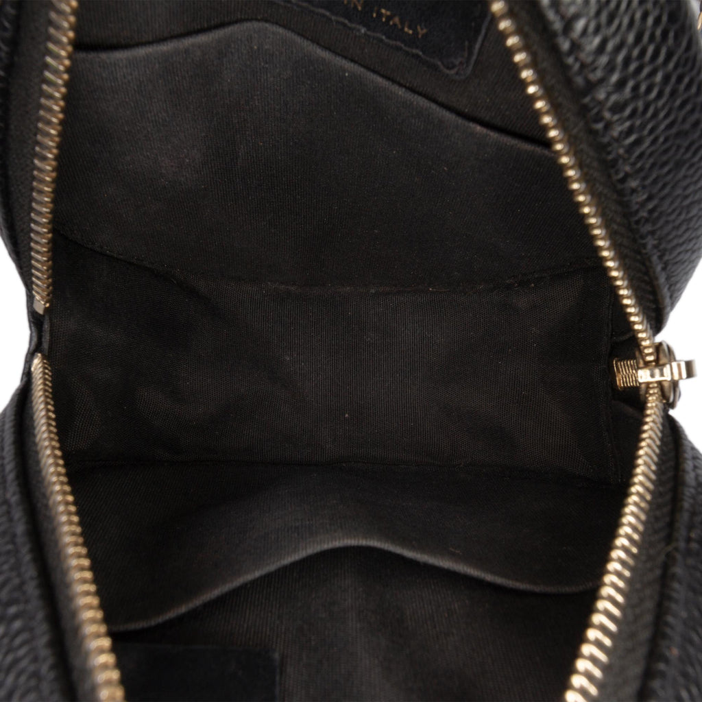 Chanel Caviar CC Filigree Round Clutch with Chain