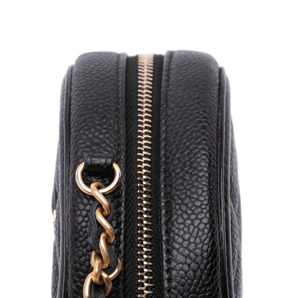 Chanel Caviar CC Filigree Round Clutch with Chain
