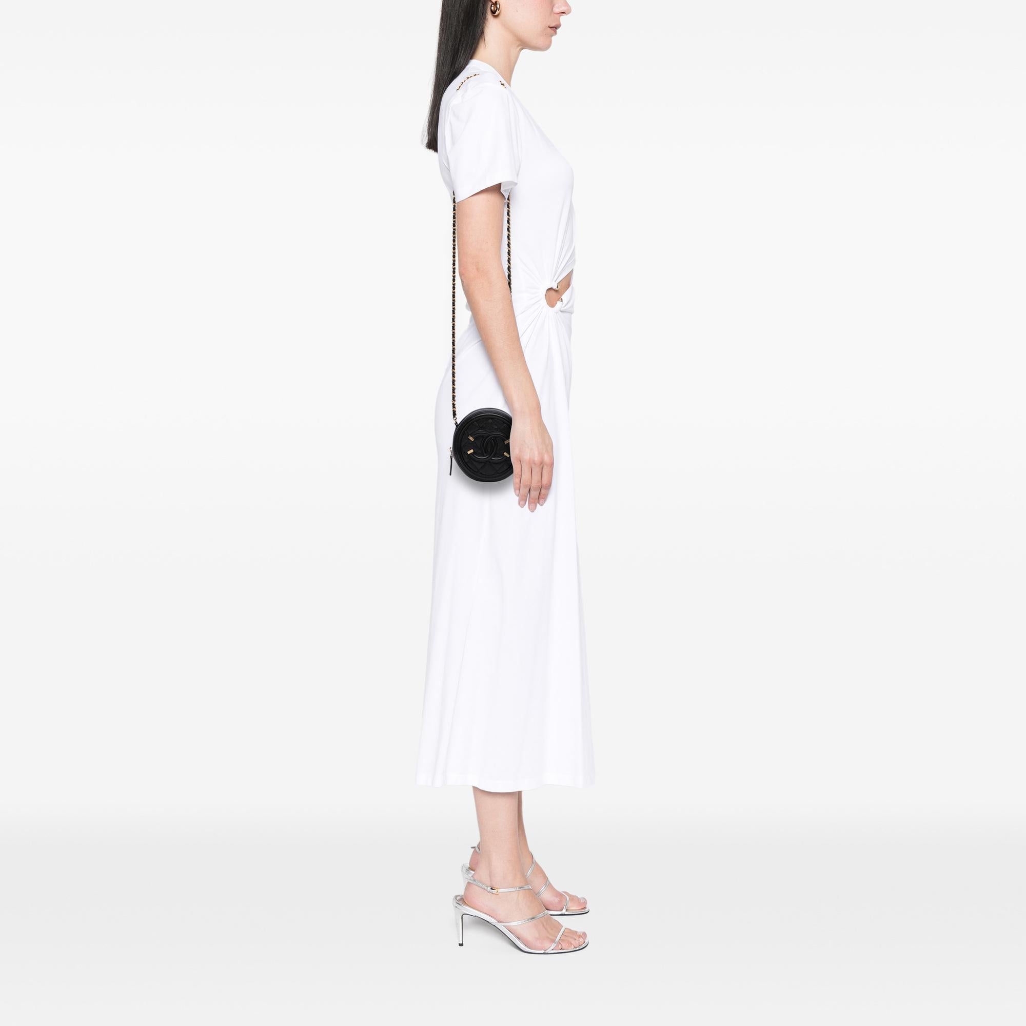 Chanel Caviar CC Filigree Round Clutch with Chain