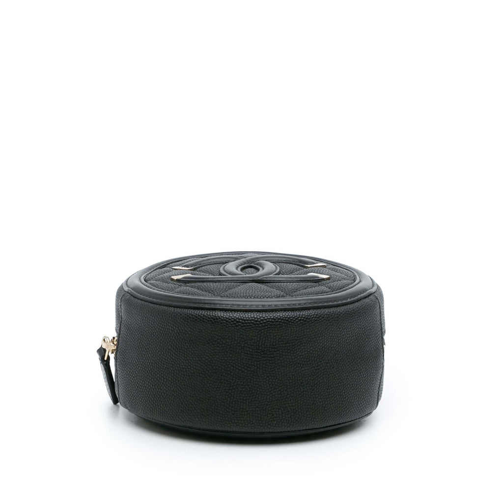 Chanel Caviar CC Filigree Round Clutch with Chain