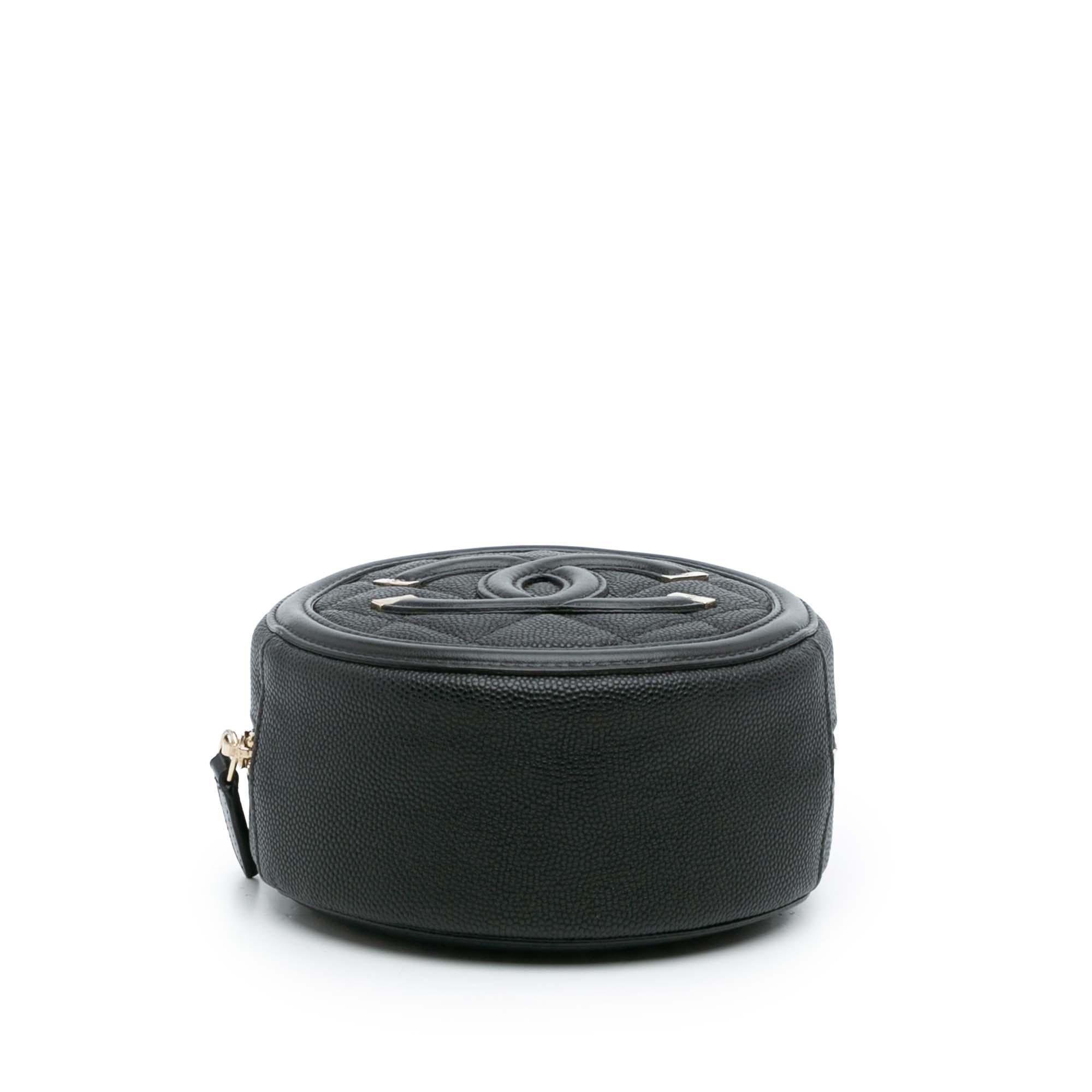 Chanel Caviar CC Filigree Round Clutch with Chain