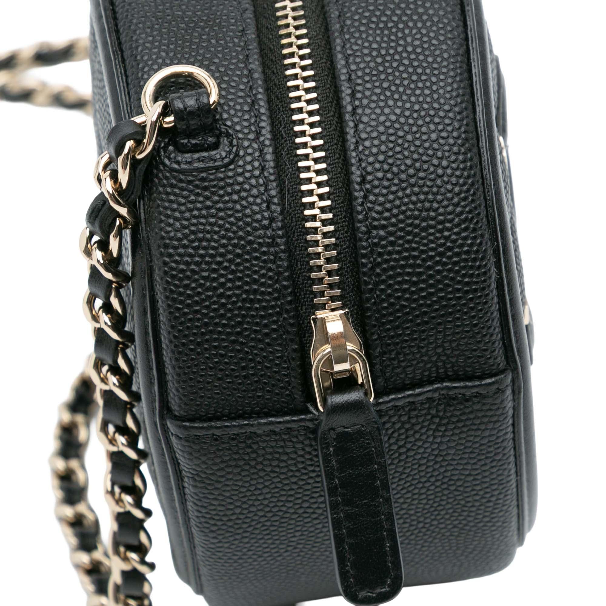 Chanel Caviar CC Filigree Round Clutch with Chain