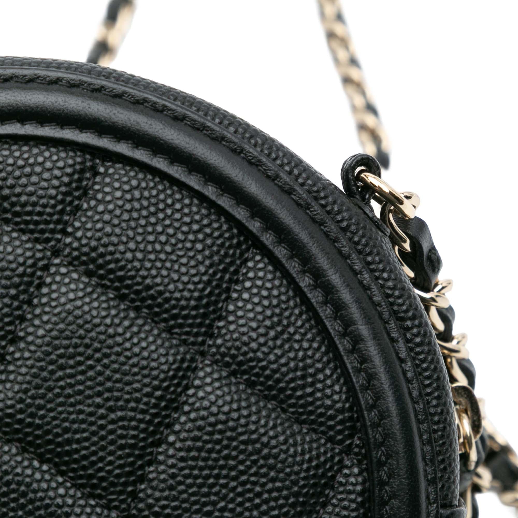 Chanel Caviar CC Filigree Round Clutch with Chain