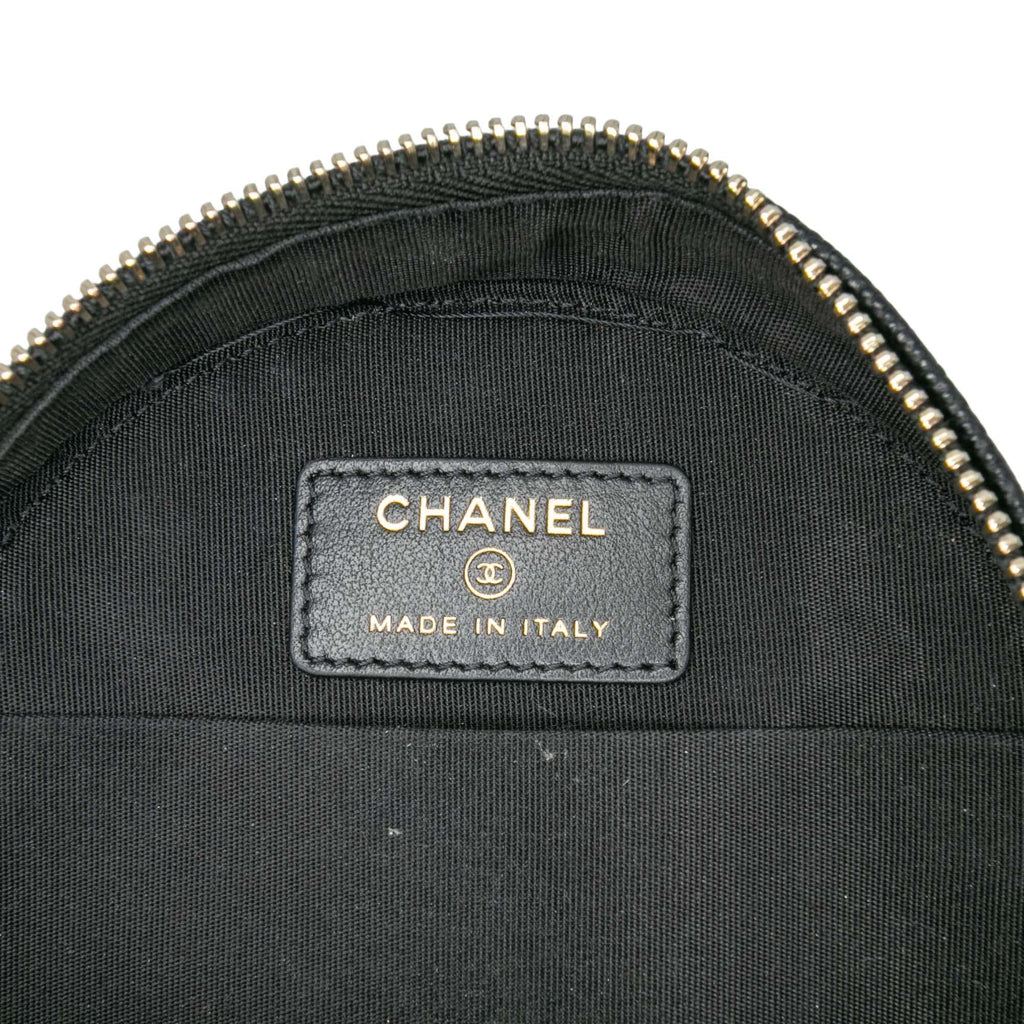 Chanel Caviar CC Filigree Round Clutch with Chain