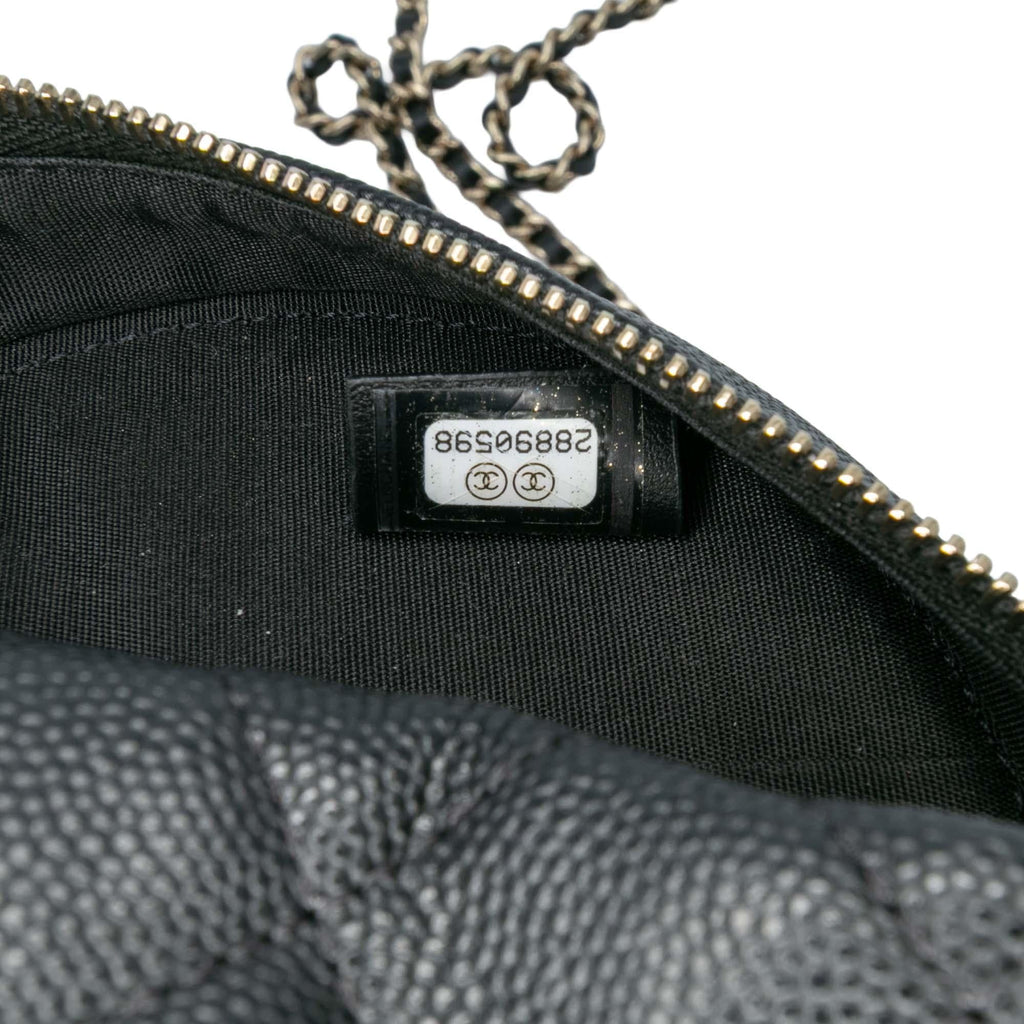 Chanel Caviar CC Filigree Round Clutch with Chain