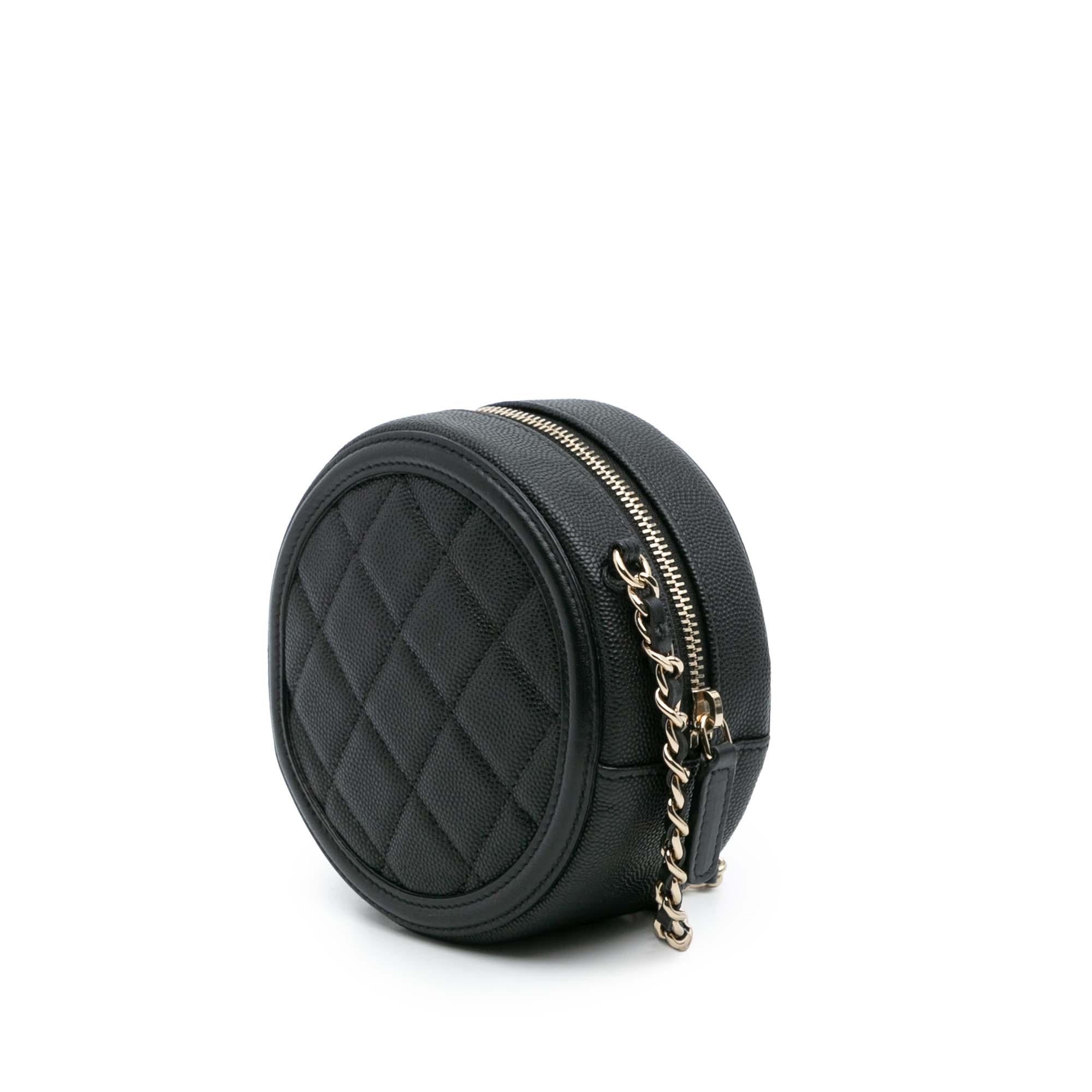 Chanel Caviar CC Filigree Round Clutch with Chain