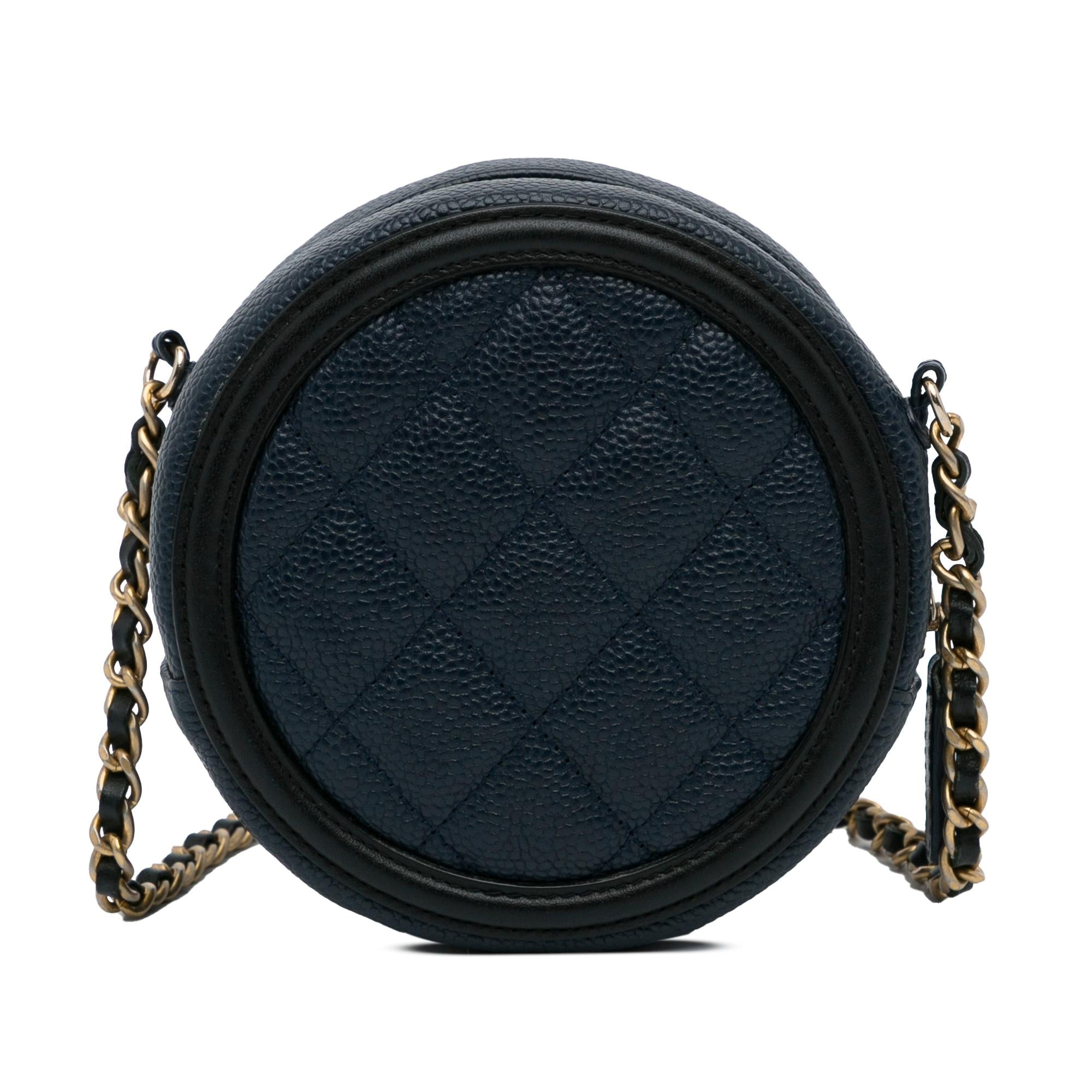 Chanel Caviar CC Filigree Round Crossbody Bag (SHG-f1Lbtg)
