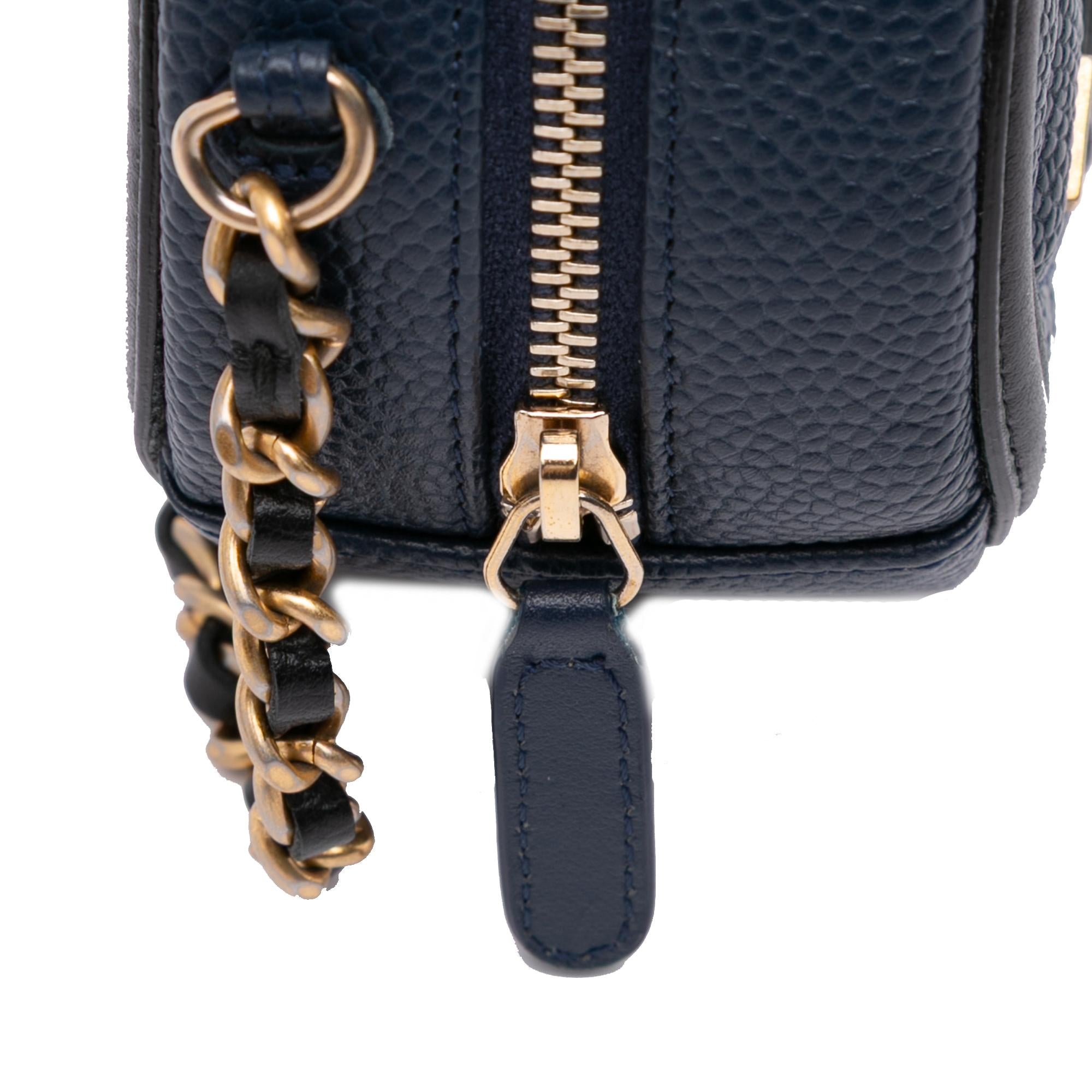Chanel Caviar CC Filigree Round Crossbody Bag