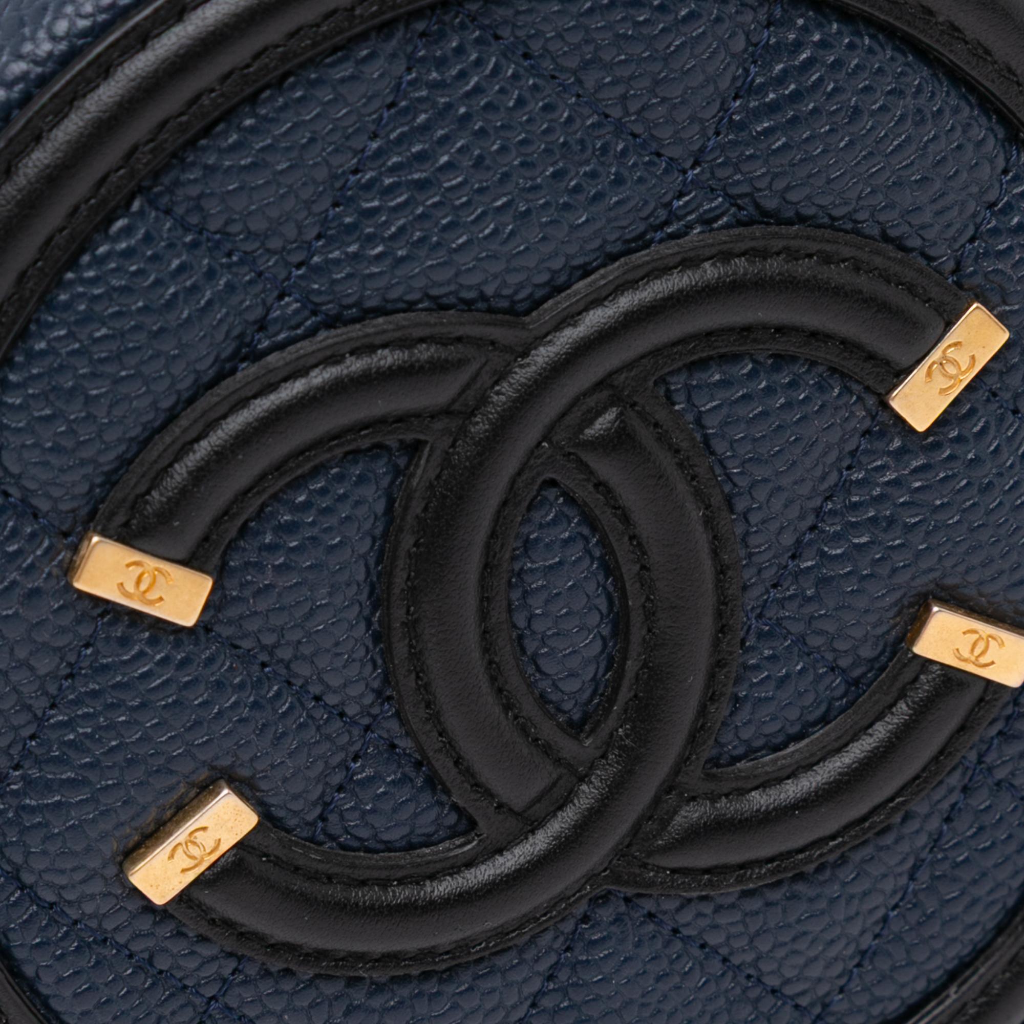 Chanel Caviar CC Filigree Round Crossbody Bag