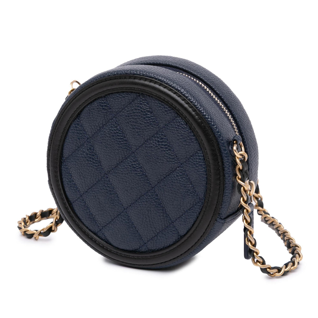 Chanel Caviar CC Filigree Round Crossbody Bag