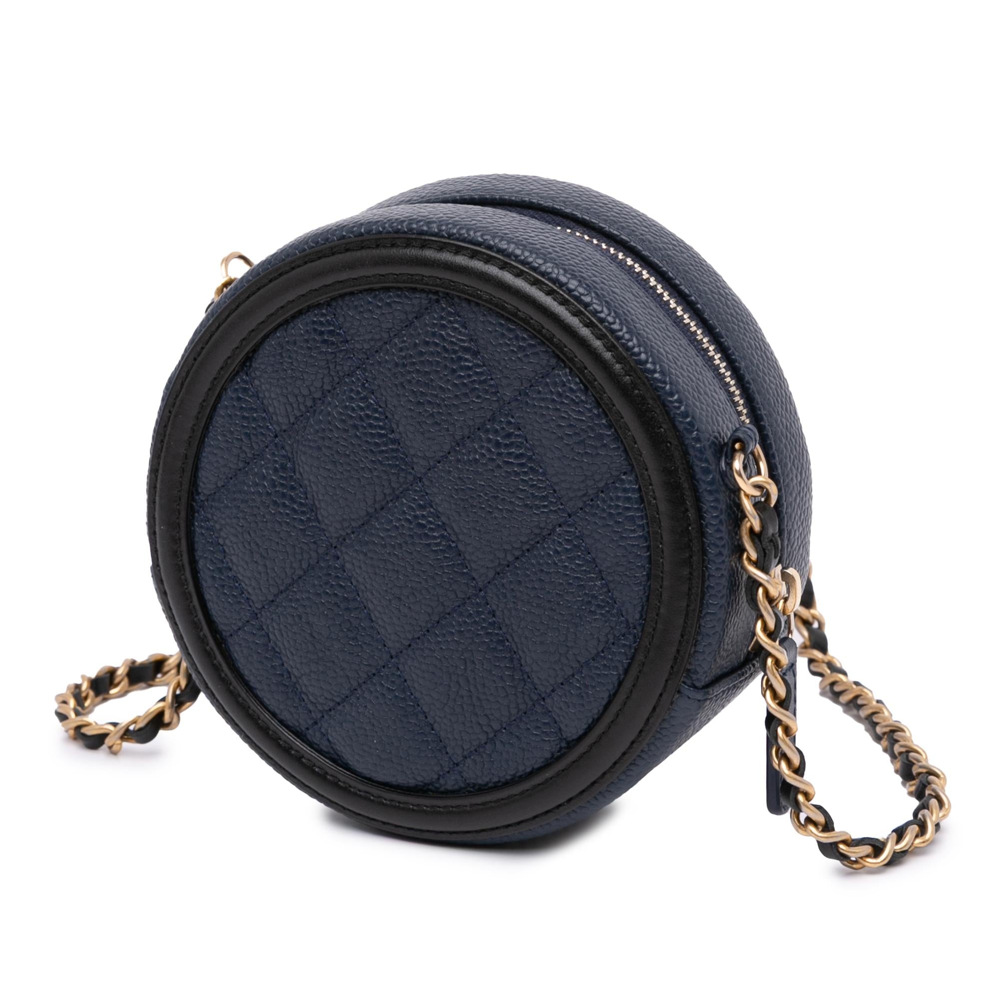 Chanel Caviar CC Filigree Round Crossbody Bag