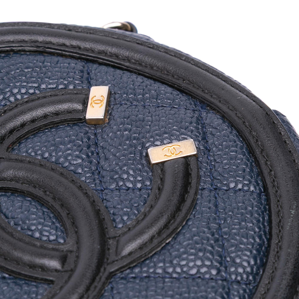 Chanel Caviar CC Filigree Round Crossbody Bag