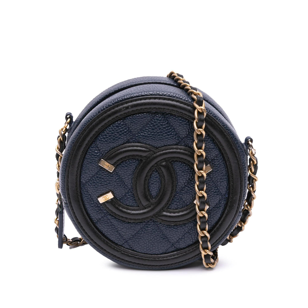 Chanel Caviar CC Filigree Round Crossbody Bag