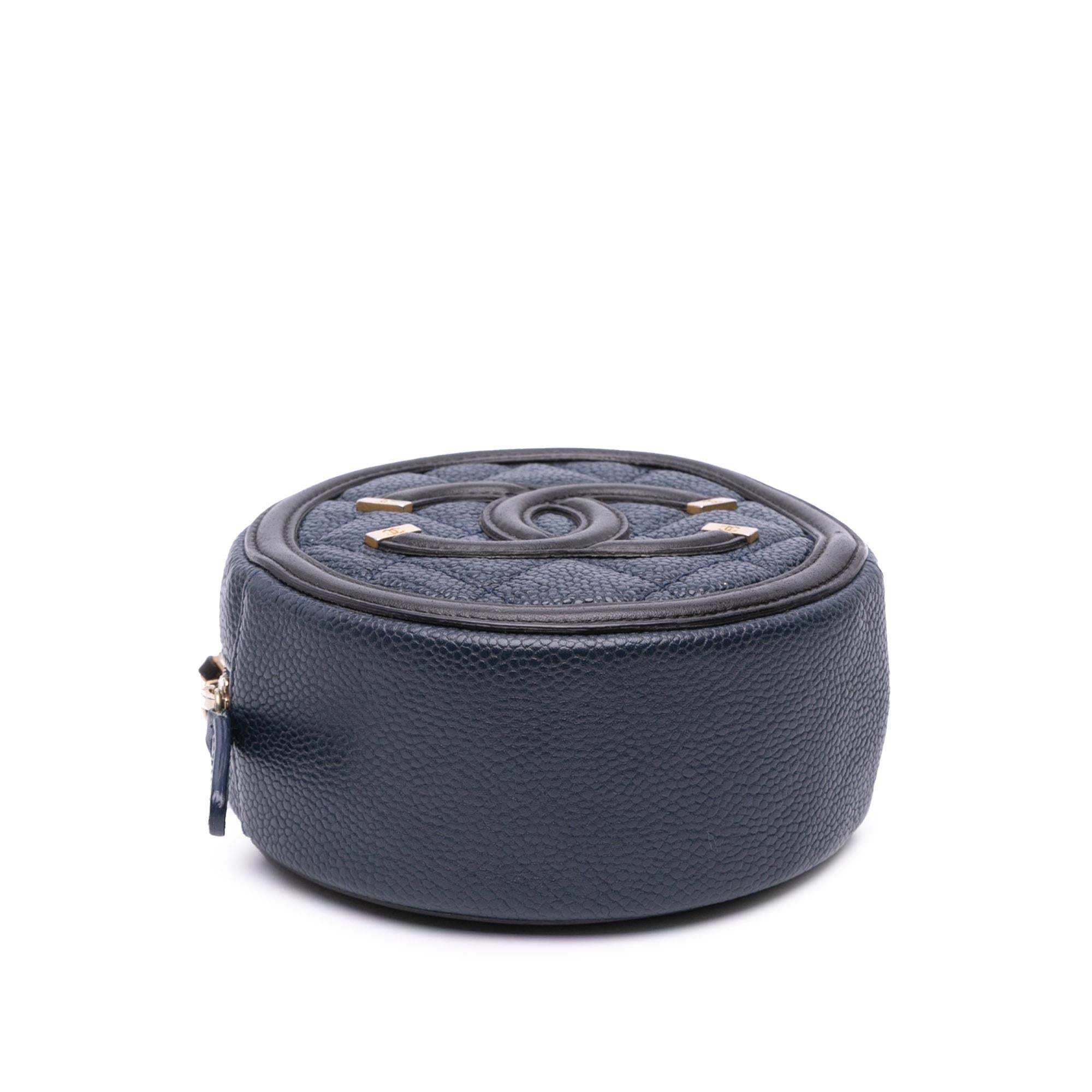 Chanel Caviar CC Filigree Round Crossbody Bag