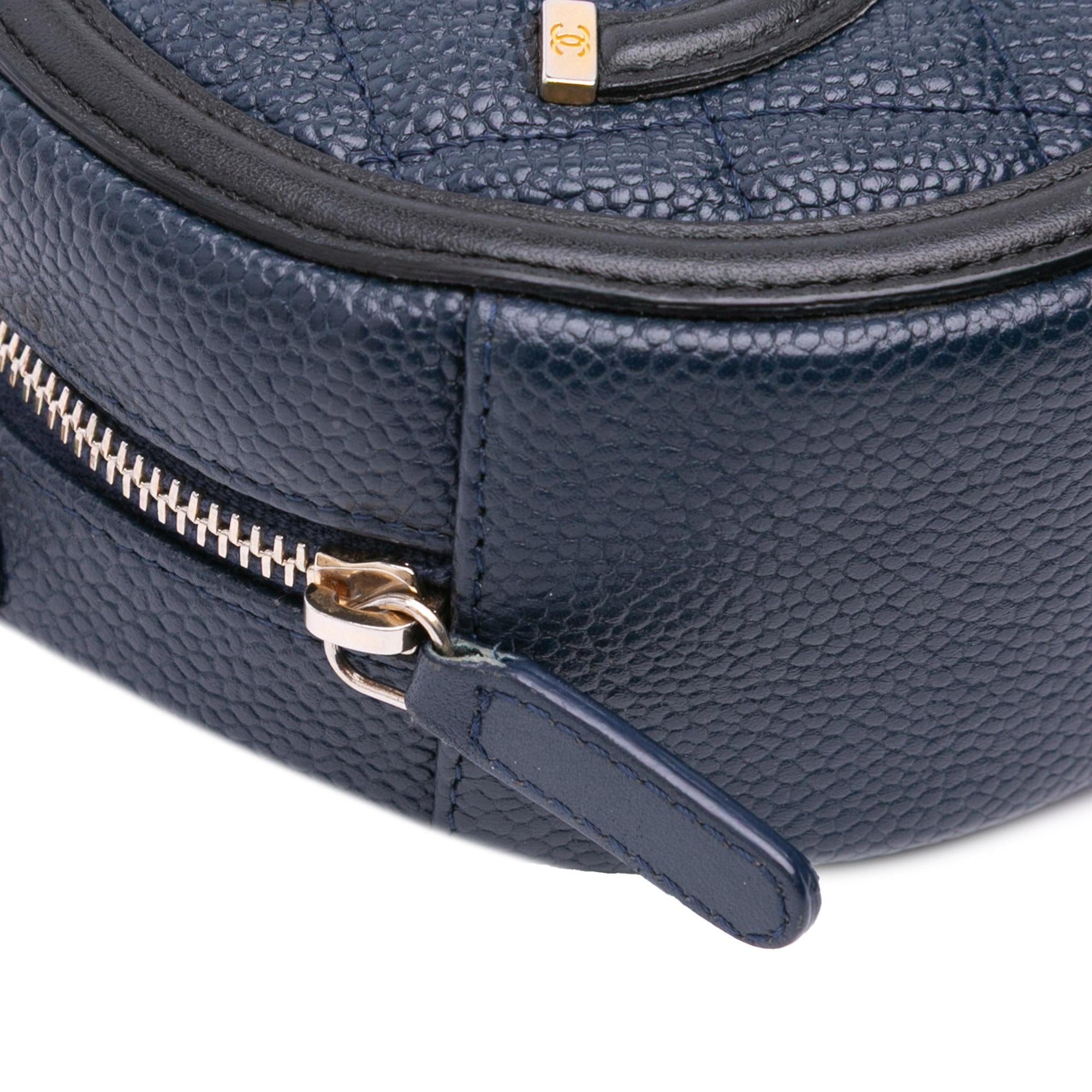 Chanel Caviar CC Filigree Round Crossbody Bag