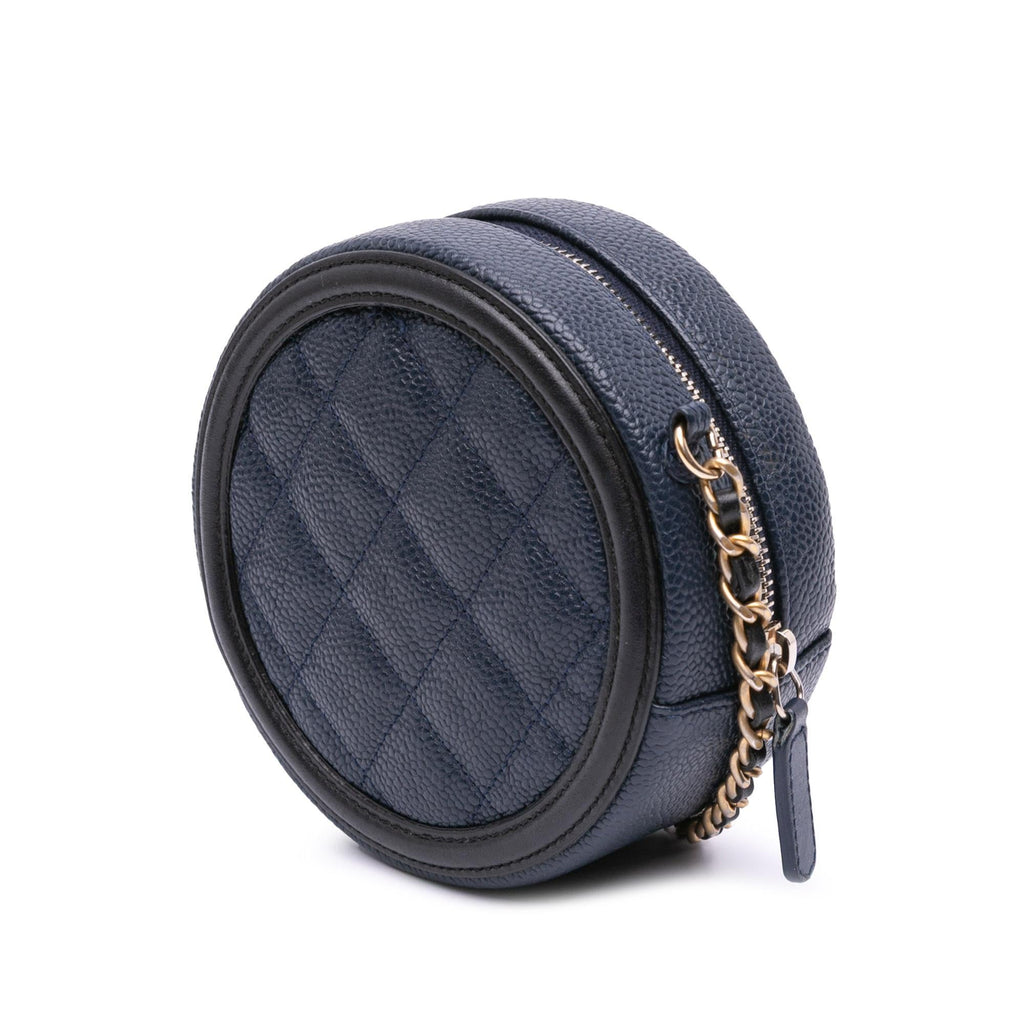 Chanel Caviar CC Filigree Round Crossbody Bag