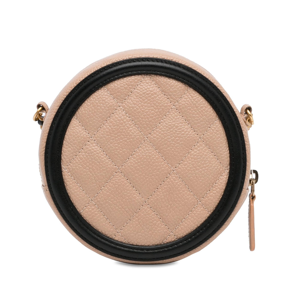 Chanel Caviar CC Filigree Round Crossbody (SHG-gqaR43)