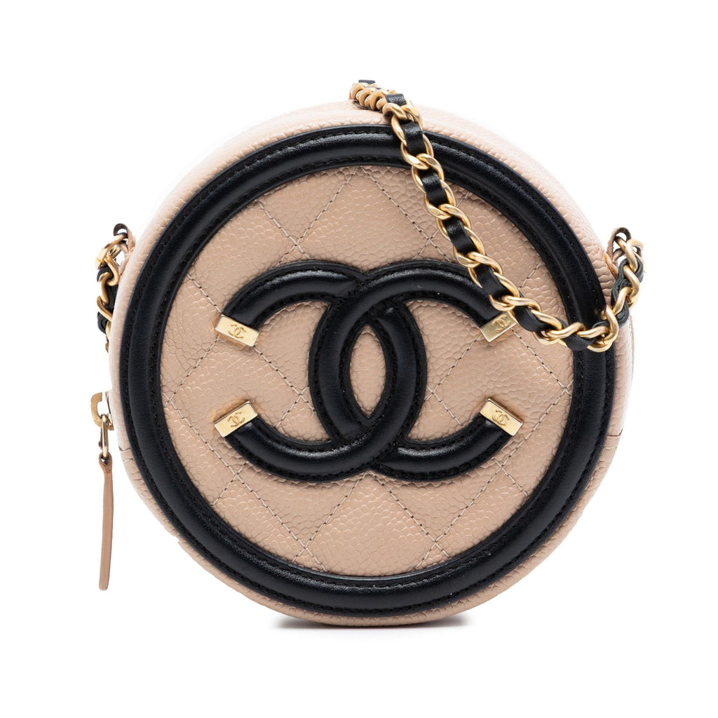 Chanel Caviar CC Filigree Round Crossbody