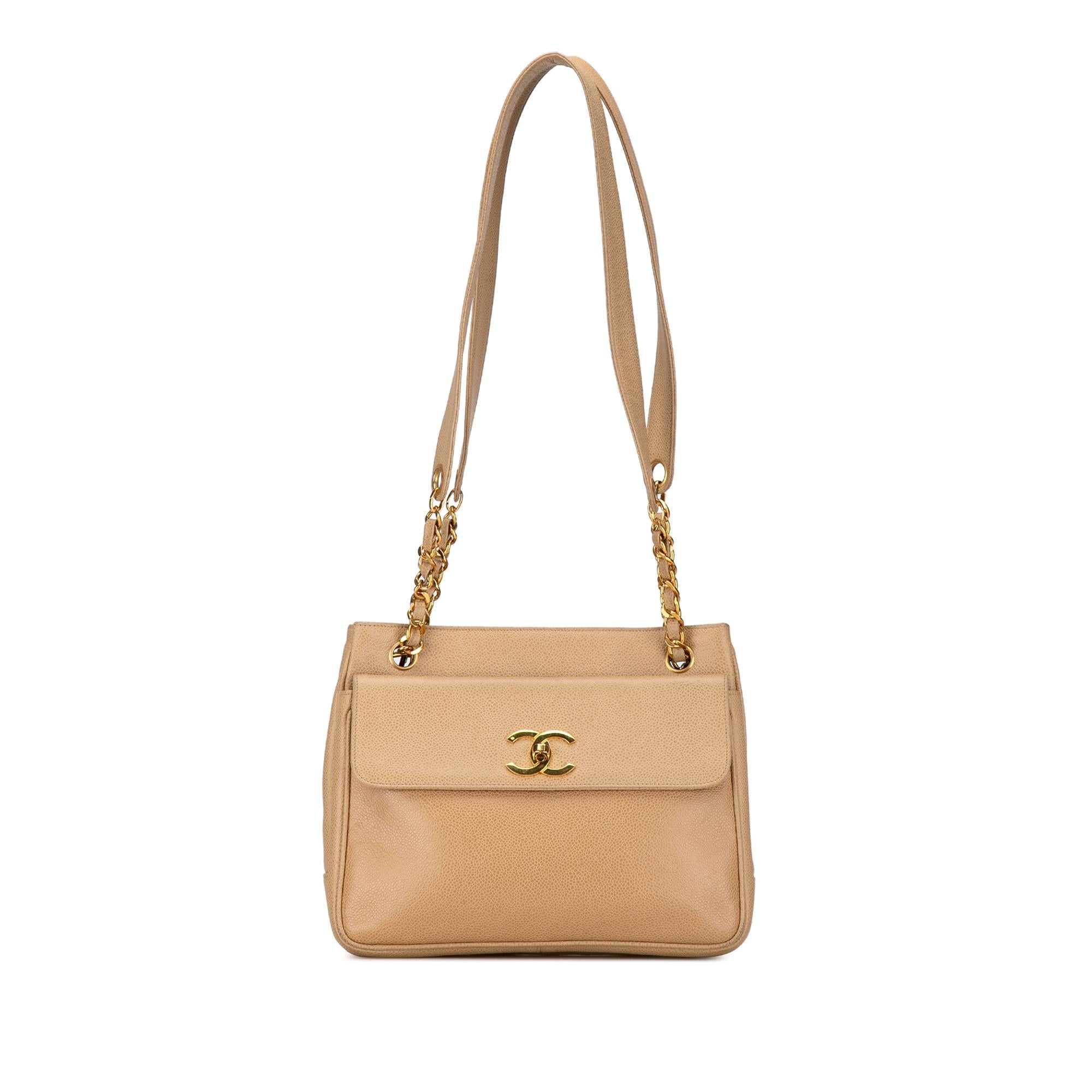 Chanel Caviar Front Pocket Chain Shoulder Bag (SHG-xhb7Aj)