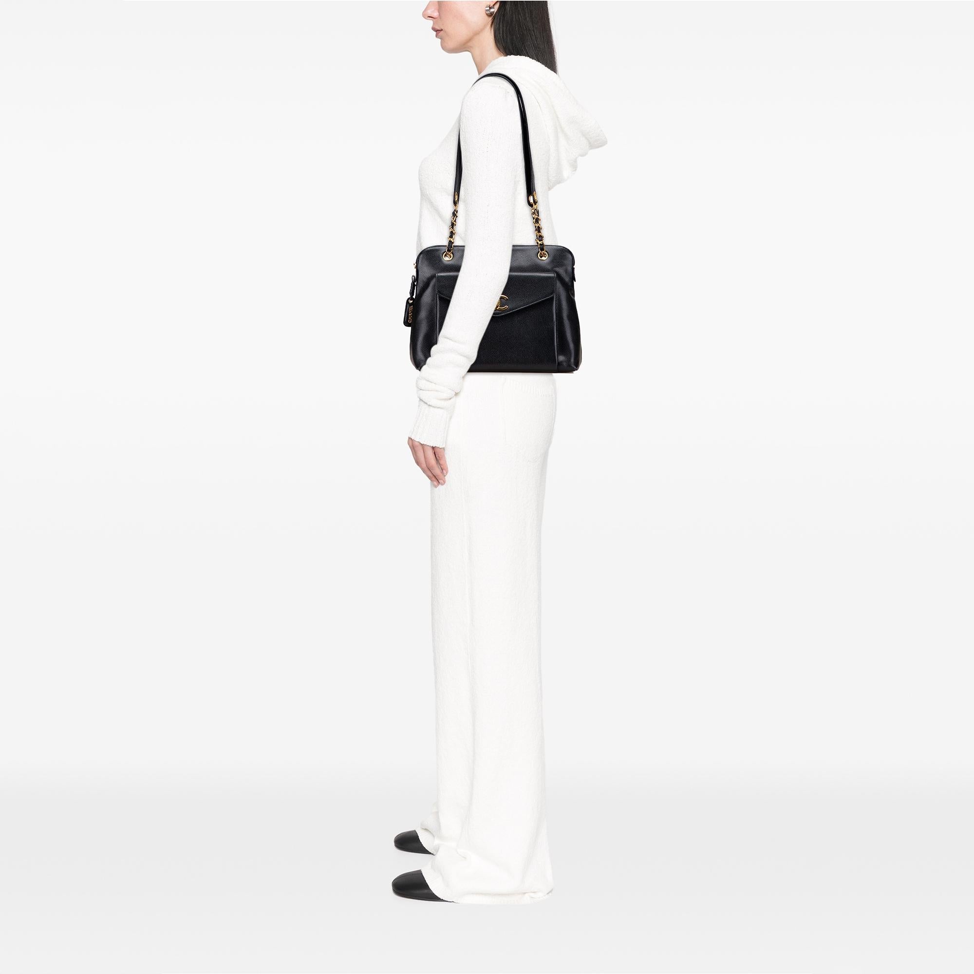 Chanel Caviar Front Pocket Chain Tote