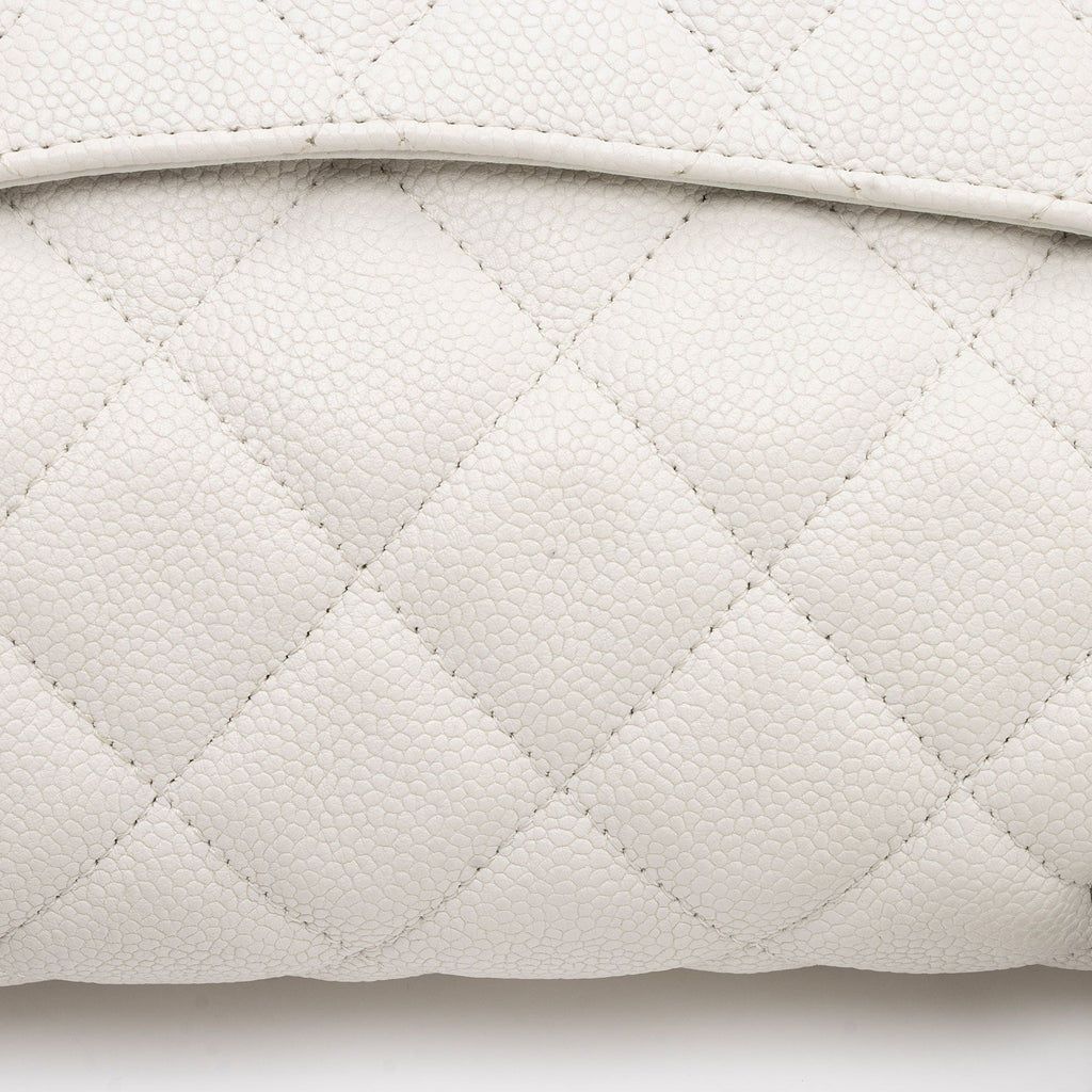 Chanel Caviar Leather Bijoux Chain Jumbo Single Flap Bag