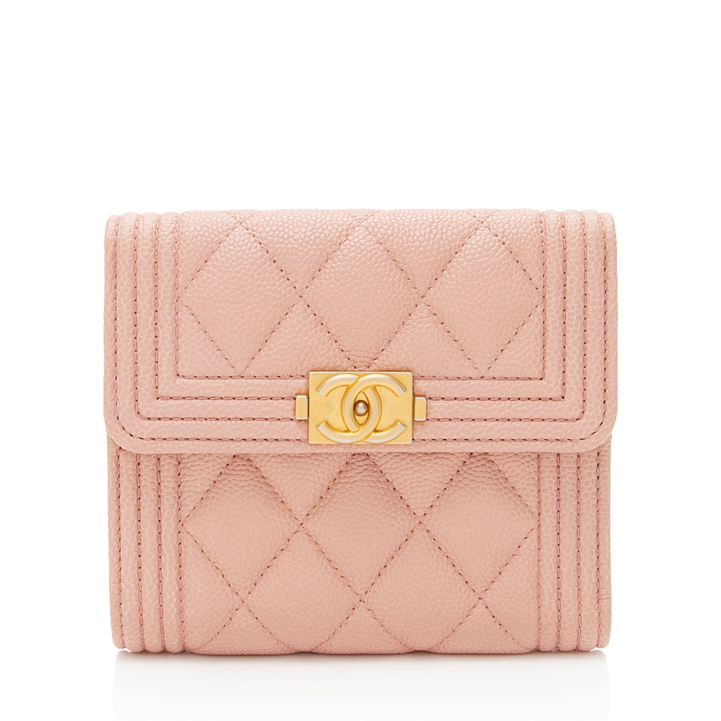 Chanel Caviar Leather Boy Compact Wallet