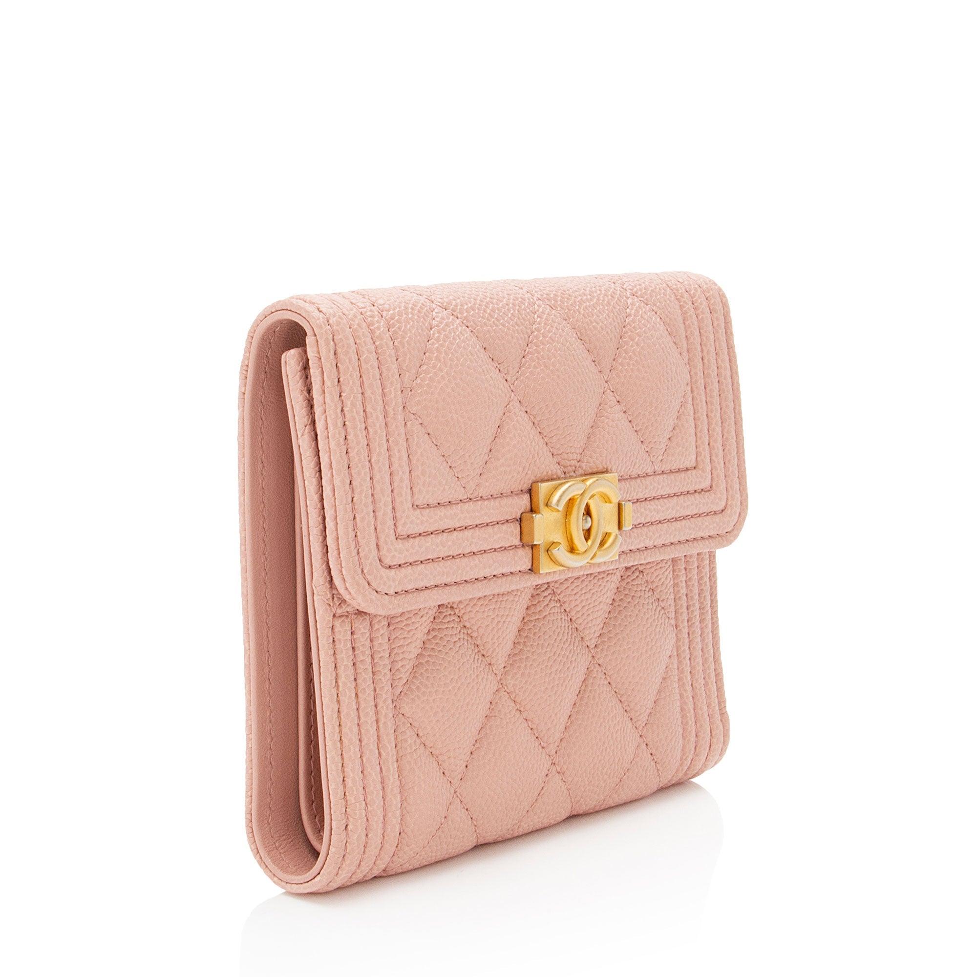 Chanel Caviar Leather Boy Compact Wallet
