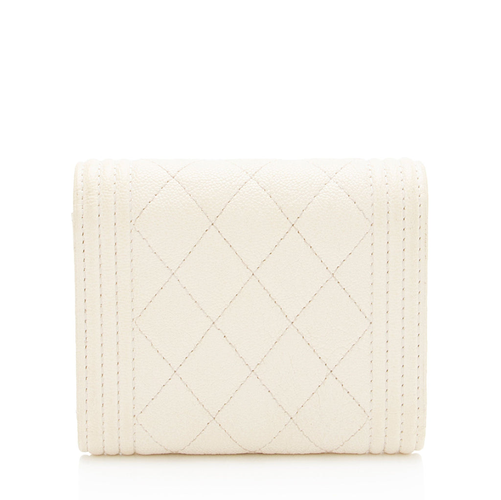 Chanel Caviar Leather Boy Compact Wallet