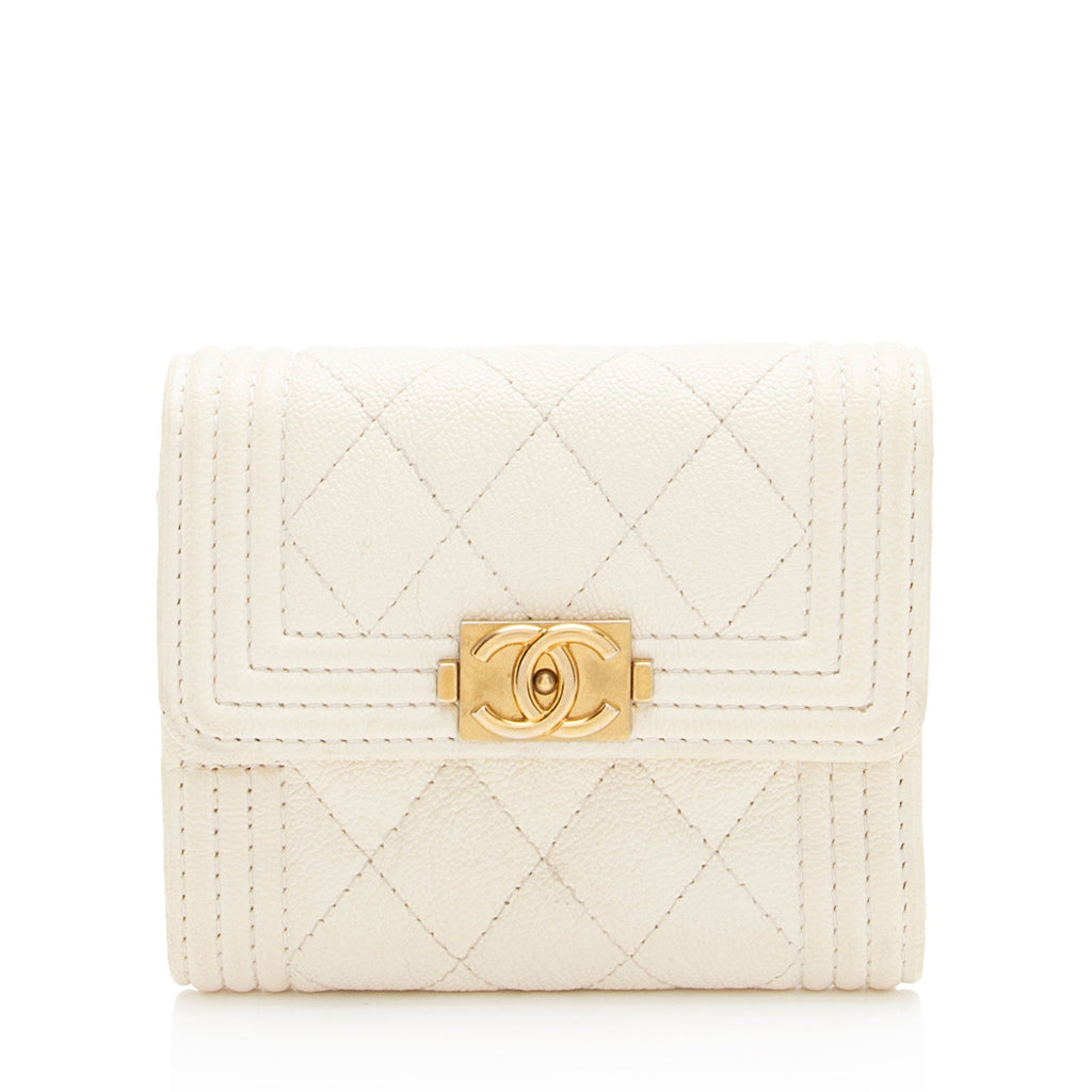 Chanel Caviar Leather Boy Compact Wallet