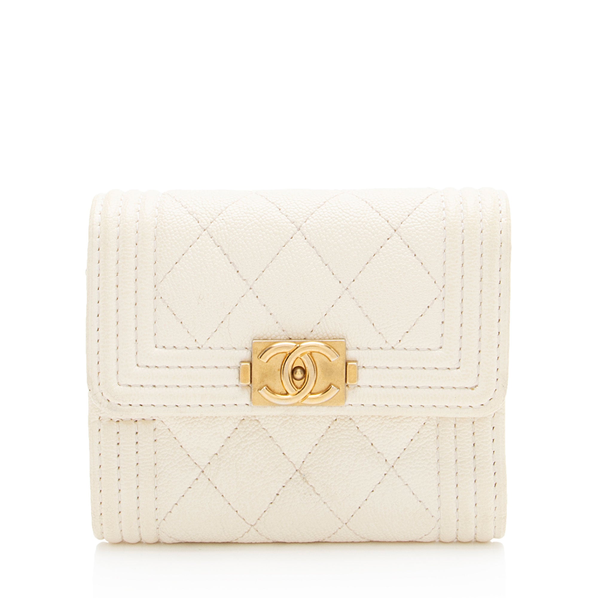 Chanel Caviar Leather Boy Compact Wallet