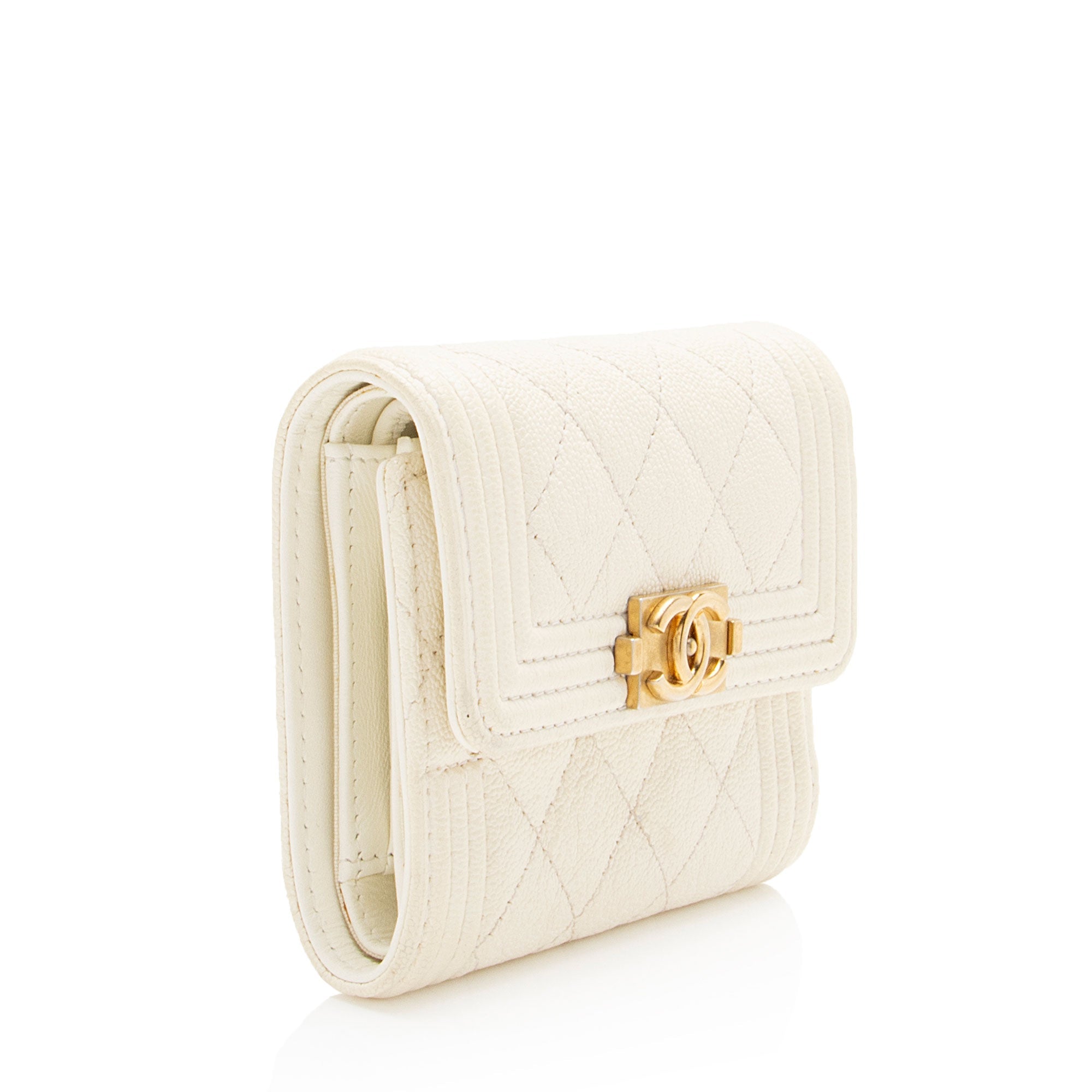 Chanel Caviar Leather Boy Compact Wallet