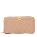 CHANEL CAVIAR QUILTED LEATHER BOY LONG ZIP WALLET