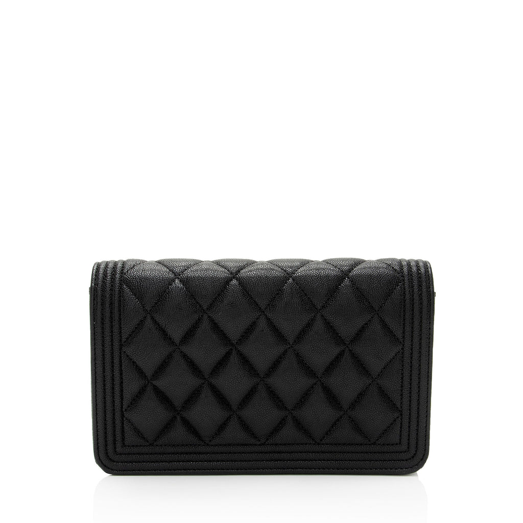 Chanel Caviar Leather Boy Wallet on Chain (SHF-Rw1D6r)