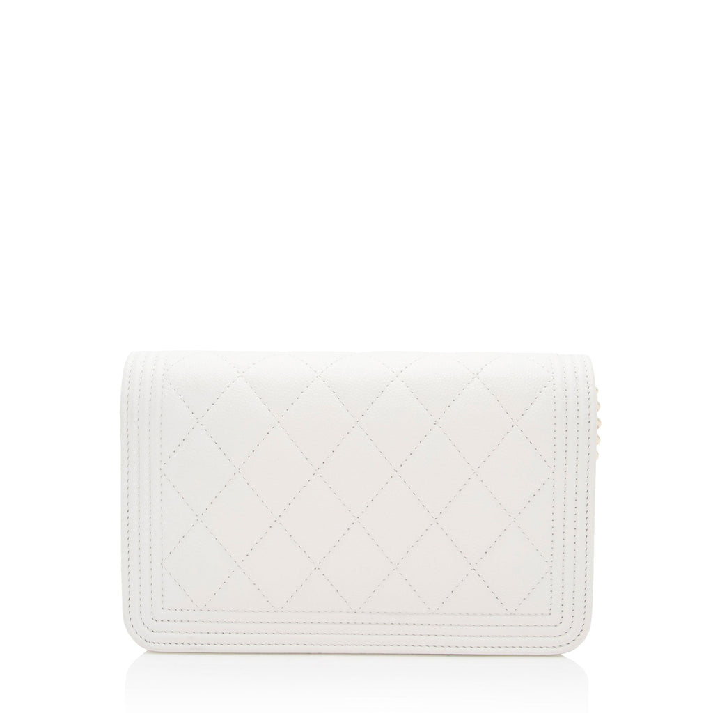 Chanel Caviar Leather Boy Wallet on Chain (SHF-z9WBsL)